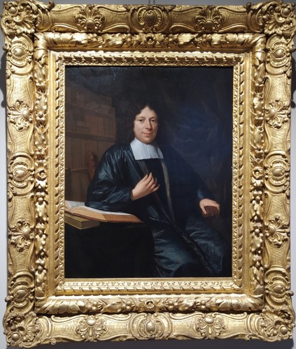 XVIIe siècle - Nicolas Maes ( 1634 – 1693) - Portrait d'un Homme de Loi dans son Cabinet