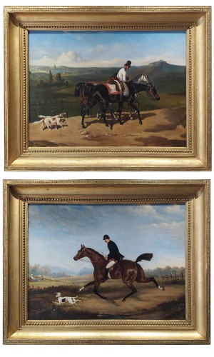 Hunting with hounds (pair) - 19th century French school