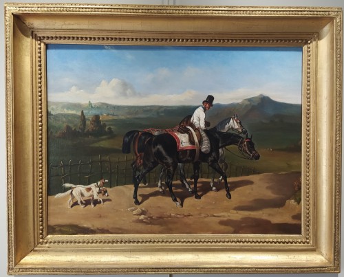 19th century - Hunting with hounds (pair) - 19th century French school