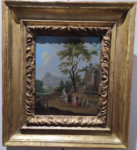 Tableaux et dessins Tableaux XVIIIe siècle - Halte près de la Fontaine - Attribué à Henri Désiré Van Blarenberghe