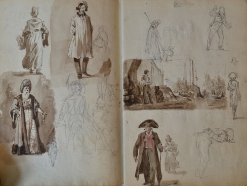 XIXe siècle - Carnet de dessins par Auguste-Xavier Leprince (1799-1826)