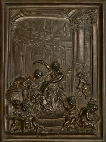 A French Bronze Relief by Louis René Luce, depicting Printing