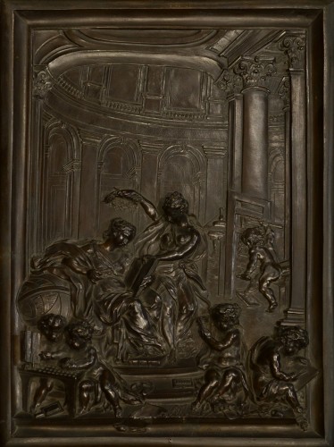 Sculpture  - A French Bronze Relief by Louis René Luce, depicting Printing