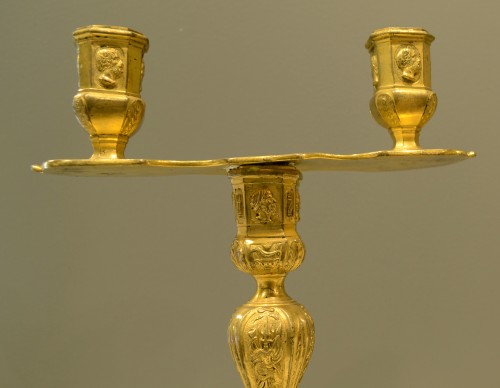 Lighting  - Pair of Louis XIV period two-light candlesticks