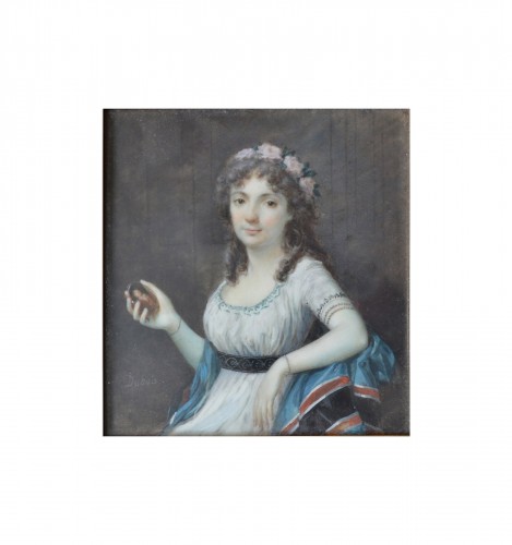 Portrait de femme en miniature par Frédéric Dubois (Actif vers 1780-1819)