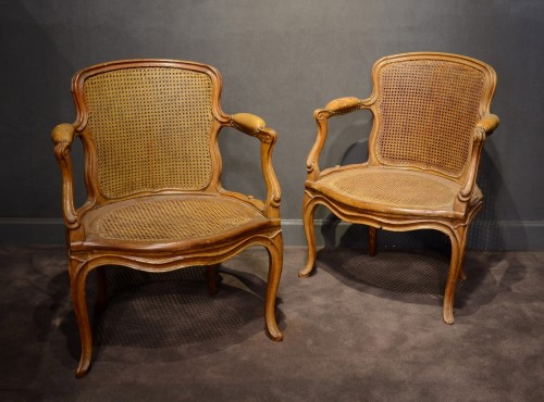 A pair of Louis XV armchairs by Nicolas Quinibert Foliot - Seating Style Louis XV