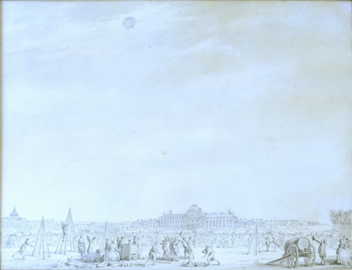 Dessin de Moreau le Jeune (1741-1814) - Expérience au Champs de Mars