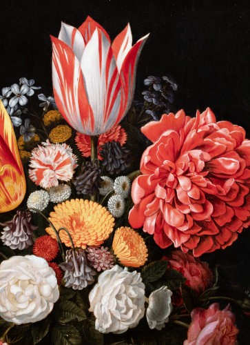 Tableaux et dessins Tableaux XVIIe siècle - Vase de fleurs et coquillages sur un entablement, attribué à Abraham Bosschaert (1612/13-1643) 