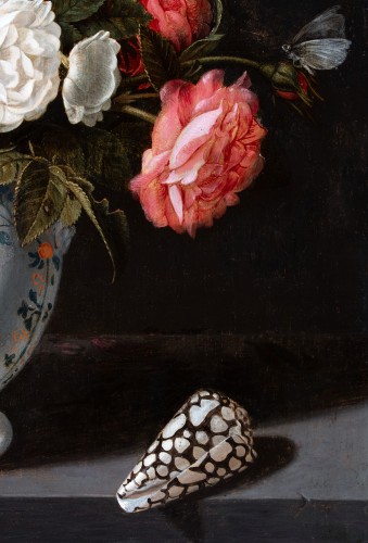 Vase de fleurs et coquillages sur un entablement, attribué à Abraham Bosschaert (1612/13-1643)  - Galerie FC Paris