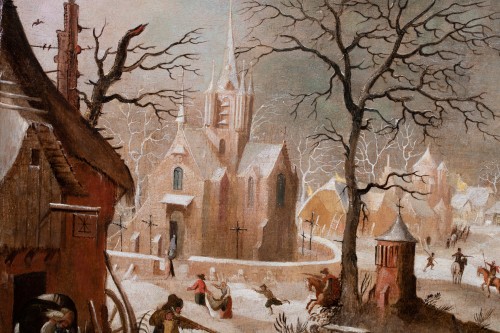 Attaque d’un village en hiver. Atelier de Sébastien Vrancx (Anvers 1573-1647) - Tableaux et dessins Style 