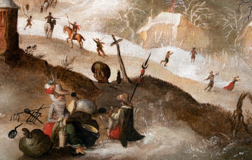 Attaque d’un village en hiver. Atelier de Sébastien Vrancx (Anvers 1573-1647) - Galerie FC Paris