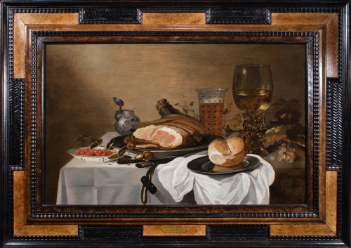 Nature morte de banquet au jambon et plat de fraise.Pieter Claesz (1596-1661) Atelier