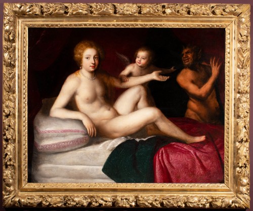 Antiquités - Jupiter & Antiope -  Atelier de Dirk de Quade van Ravesteyn (1565-1620)