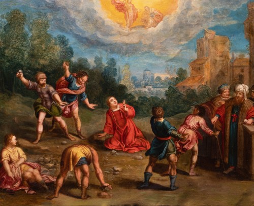 Lapidation de Saint-Etienne - École flamande du XVIIe siècle - Tableaux et dessins Style 