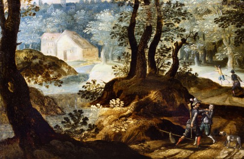 Tableaux et dessins Tableaux XVIIe siècle - Willem van den Bundel (1575–1655) - L’embuscade dans un paysage sylvestre