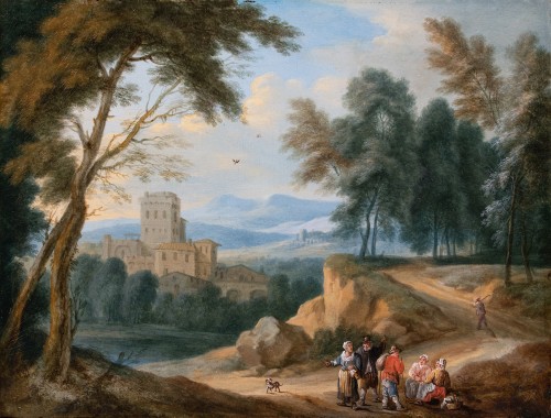 Villageois à l’orée d’un bois, attribué à Théobald Michau (1676 -1765) - Tableaux et dessins Style 
