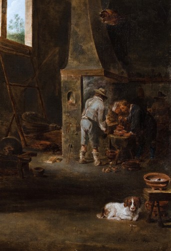 Tableaux et dessins Tableaux XVIIe siècle - Alchimiste dans son cabinet de travail. David II Teniers (1610-1690) et Atelier