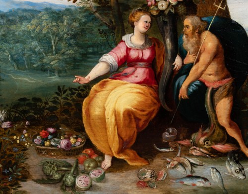 Tableaux et dessins Tableaux XVIIe siècle - Allégorie de l’eau & et de la terre. Jan Brueghel le Jeune et Jan van Kessel Atel