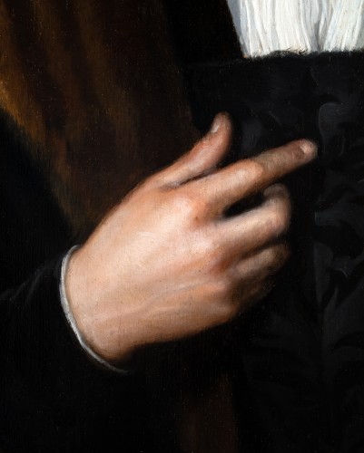Tableaux et dessins Tableaux XVIe siècle - École Flamande du XVIe siècle, Jeune homme au toquet noir et col de fourrure