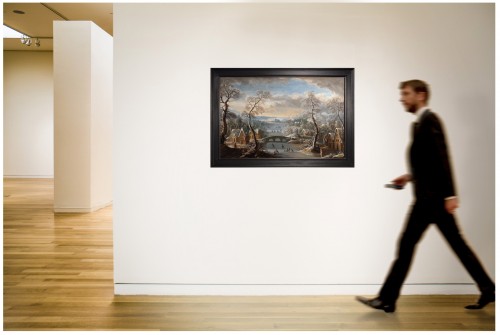 Paysage d’hiver avec patineurs sur une rivière gelée, École Hollandaise XVIIe siècle - Louis XIV