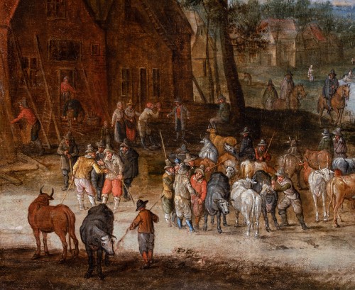 Paysage fluvial animé d’une scène de marché. Atelier de Jan Brueghel le Jeune 17e S - Galerie FC Paris
