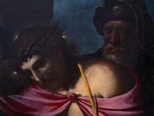 Tableaux et dessins Tableaux XVIIe siècle - Le Christ présenté à Caïphe, peintre Caravagesque Italie du nord XVIIe siècle