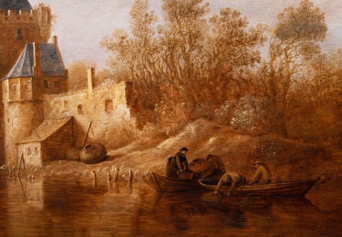 Pieter Pietersz. de NEYN (1597 - 1639) Estuaire avec pêcheurs au pied d’un château - Galerie FC Paris
