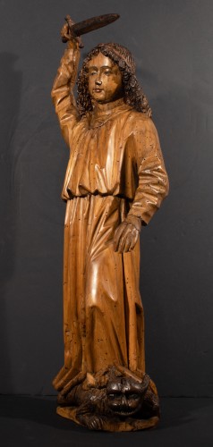 Sculpture Sculpture en Bois - Saint-Michel terrassant de son glaive le démon, Allemagne du Sud (Alpes ?) XVIIe siècle