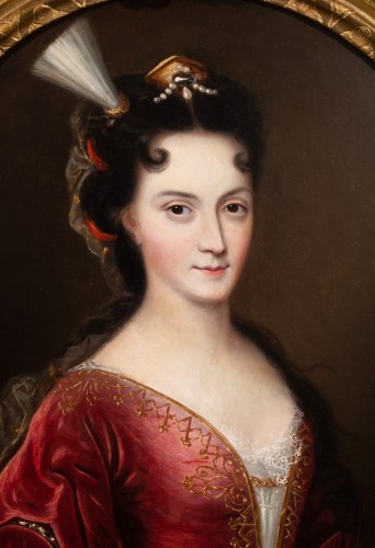 Portrait d’une jeune dame de qualité. François de Troy et atelier XVIIe siècle. - Tableaux et dessins Style Louis XIV