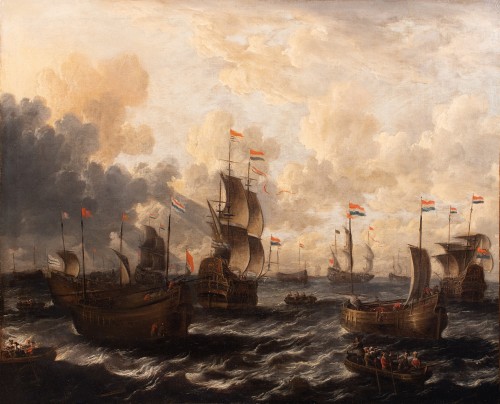 Le départ des galions Hollandais - Peter van de Velde (1634-1723) - Galerie FC Paris