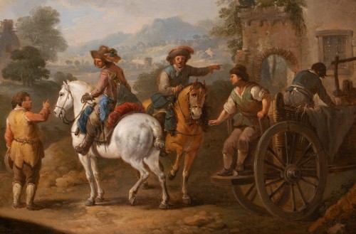Carel van Falens (1683–1733) Gentlemen on Horseback Conversing During a Halt - Paintings & Drawings Style 
