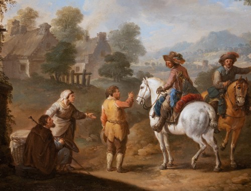 Paintings & Drawings  - Carel van Falens (1683–1733) Gentlemen on Horseback Conversing During a Halt