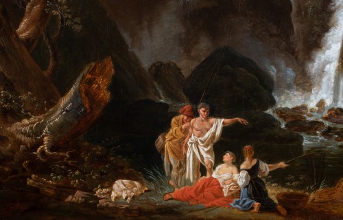 Pêcheurs au pied des cascades de Tivoli. Joseph Vernet (1714 - 1789) et atelier - Tableaux et dessins Style 