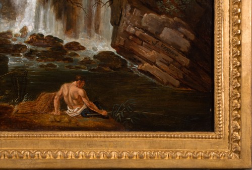 XVIIIe siècle - Pêcheurs au pied des cascades de Tivoli. Joseph Vernet (1714 - 1789) et atelier