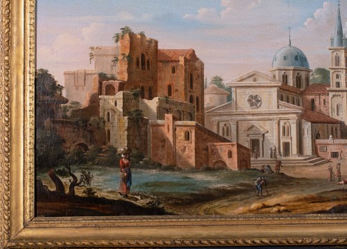 Paintings & Drawings  - View of Piazza del Popolo, Rome. Workshop of Gaspar van Wittel (1653-1736)