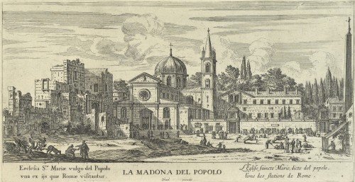 17th century - View of Piazza del Popolo, Rome. Workshop of Gaspar van Wittel (1653-1736)