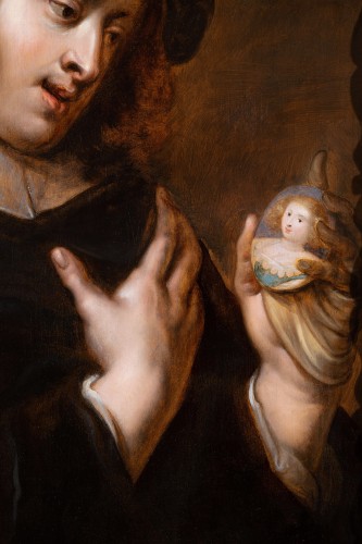 Paintings & Drawings  - Jan Cossiers (1600 – 1671) - Young Man Gazing Tenderly at the Portrait of His Be