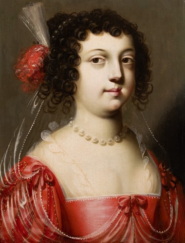 Paintings & Drawings  - Portrait of a Young Courtesan in a Red Dress, attributed to Claude Deruet (c. 1588–1660) 