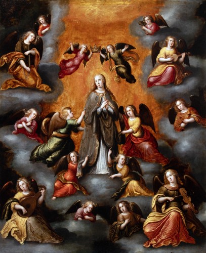 Musician Angels Surrounding the Virgin Coronation.Louis de Caullery 17 th - 
