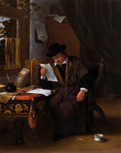 Homme lisant une lettre dans son cabinet de travail, École des Pays-Bas vers 1670