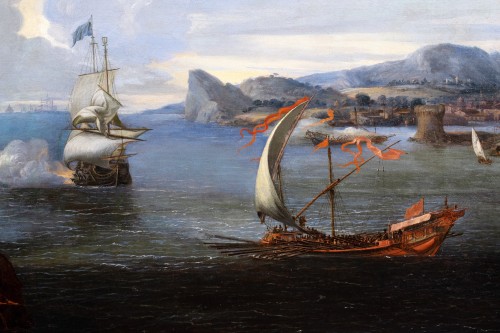 Jean Baptiste de La Rose 1612-1687. Marine avec la galère royale “La Réale" - Tableaux et dessins Style Louis XIV