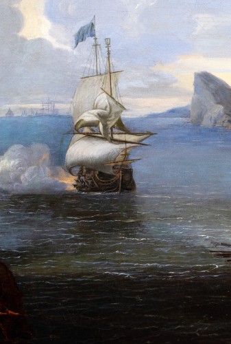 Tableaux et dessins Tableaux XVIIe siècle - Jean Baptiste de La Rose 1612-1687. Marine avec la galère royale “La Réale"