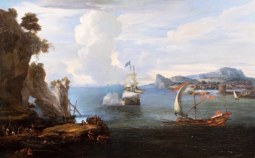XVIIe siècle - Jean Baptiste de La Rose 1612-1687. Marine avec la galère royale “La Réale"