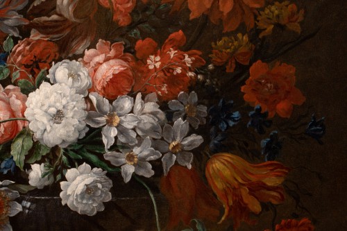Tableaux et dessins Tableaux XVIIe siècle - Jean Baptiste Monnoyer (1636 1699) & atelier Grand vase de fleurs sur un entablement