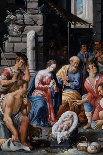 Adoration des Bergers. Atelier de Maarten de Vos (1532–1603) - Tableaux et dessins Style 