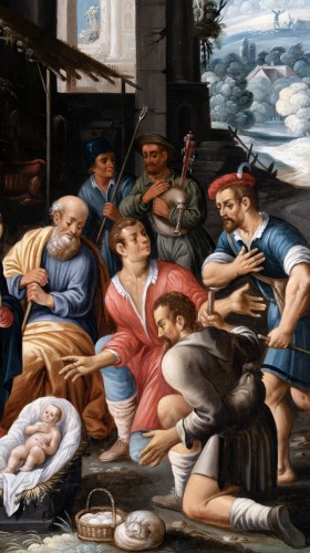 Tableaux et dessins Tableaux XVIe siècle - Adoration des Bergers. Atelier de Maarten de Vos (1532–1603)