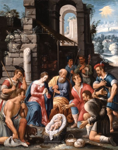 Adoration des Bergers. Atelier de Maarten de Vos (1532–1603) - Galerie FC Paris