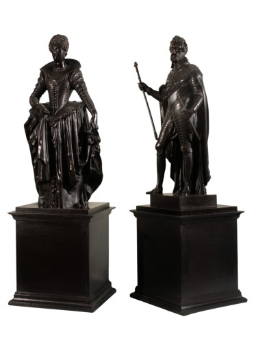Paire de bronzes représentant Henri IV et Marie de Médicis, vers 1800