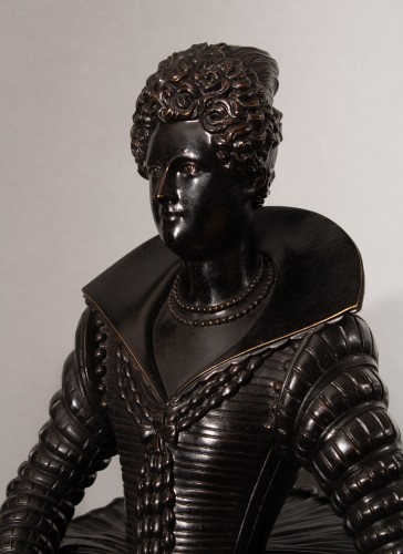 Antiquités - Paire de bronzes représentant Henri IV et Marie de Médicis, vers 1800