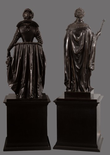 Antiquités - Paire de bronzes représentant Henri IV et Marie de Médicis, vers 1800